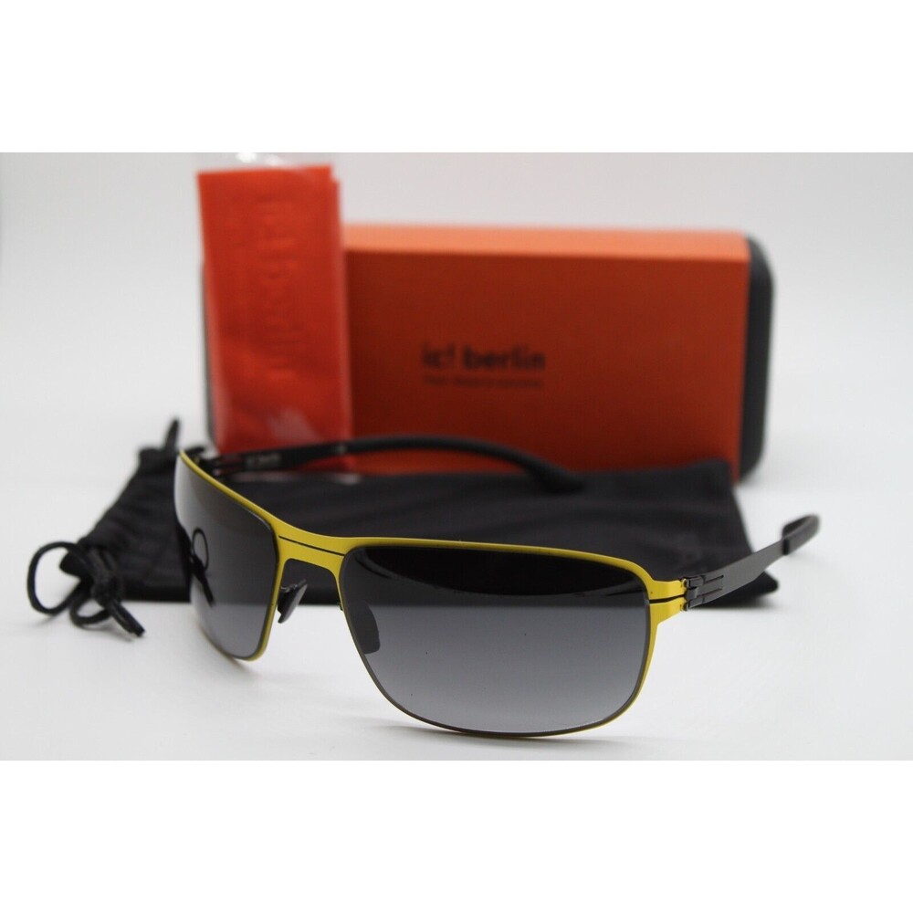 NEW IC! BERLIN LANCE ACID YELLOW BLACK GREY AUTHENTIC SUNGLASSES W/CASE 65-18